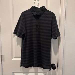 lululemon athletica Black Polo Shirt with Subtle Stripes